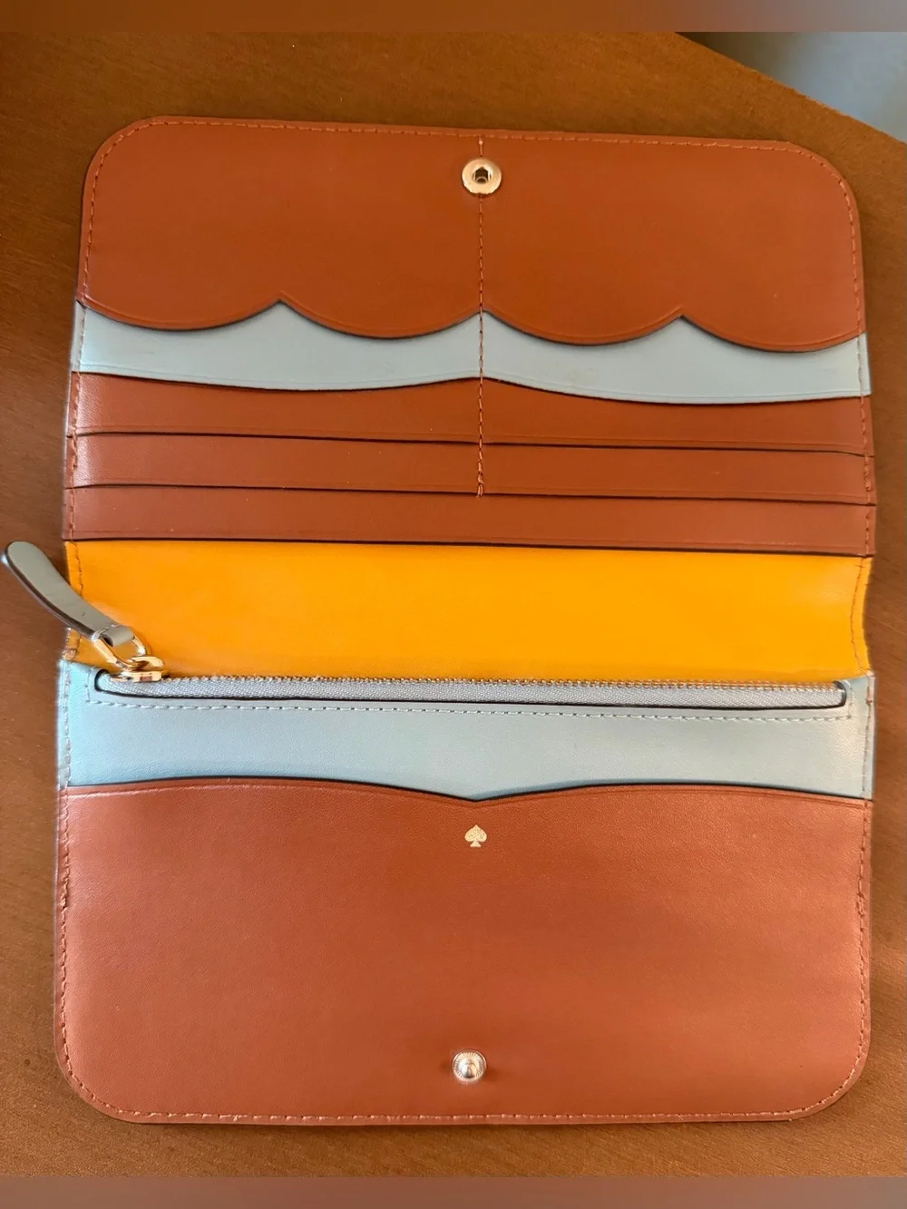 kate spade Nadine Colorblock Leather & Suede Clutch - Light Blue, Mustard, Brown